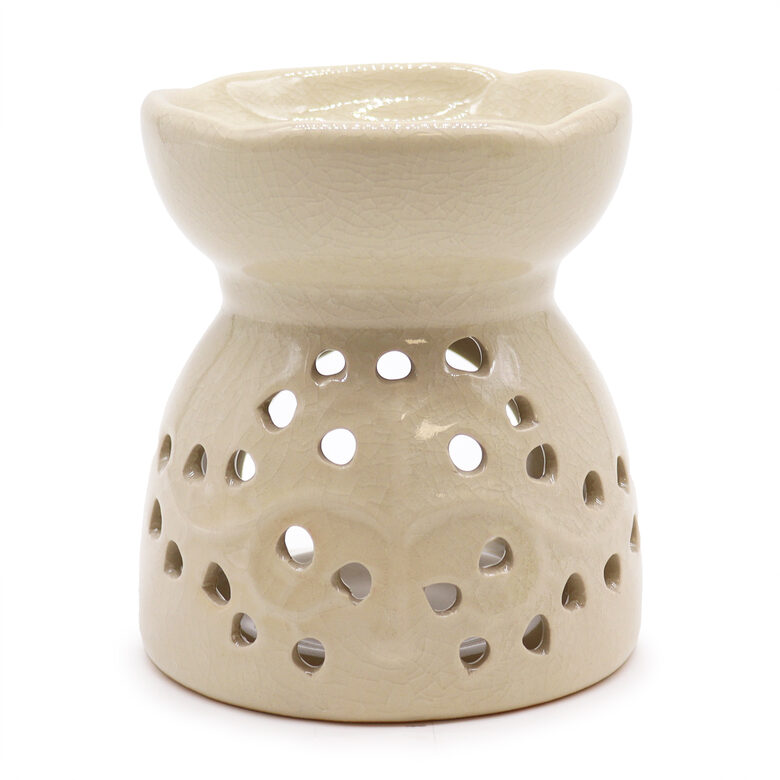 Ceramic Oil Burner Tree of Life Beige