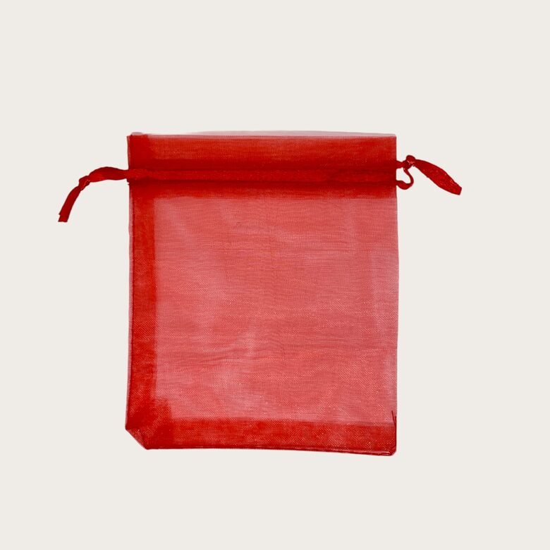 Organzas maisiņš 10 x 11 cm sarkanā krāsā