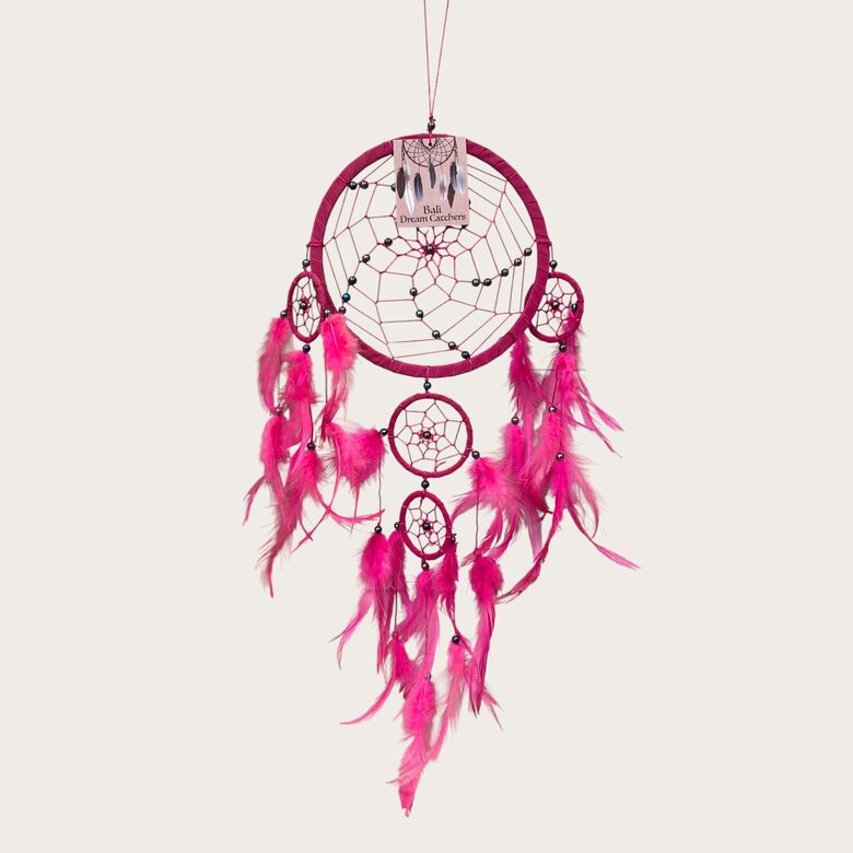 Sapņu ķērājs Bali (zamšādas audums koši rozā krāsā) lielais