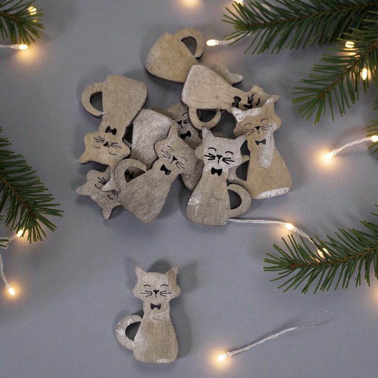 Mini dekors Kaķis pelēcīgs 1 gab