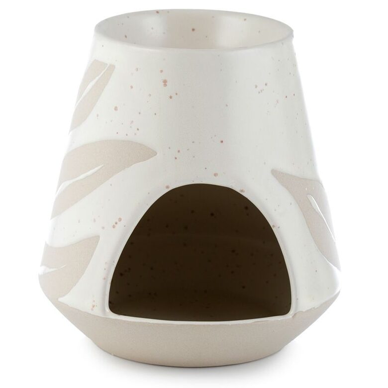 Stone Ceramic Oil Burner Cream with Floral Pattern