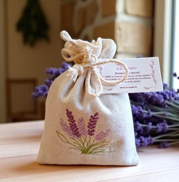 Lavender Sachet (100% French Lavender) – Large Cotton with Embroidery