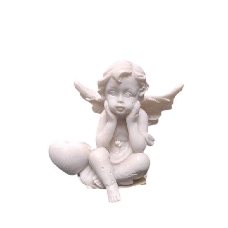 Eņģelītis balts ar SIRDI ( sēdošs, domīgs) mini