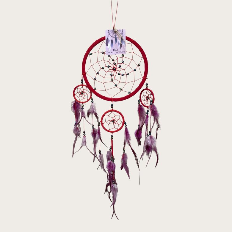 Sapņu ķērājs Bali (sarkanā krāsā, violetas spalvas) liels