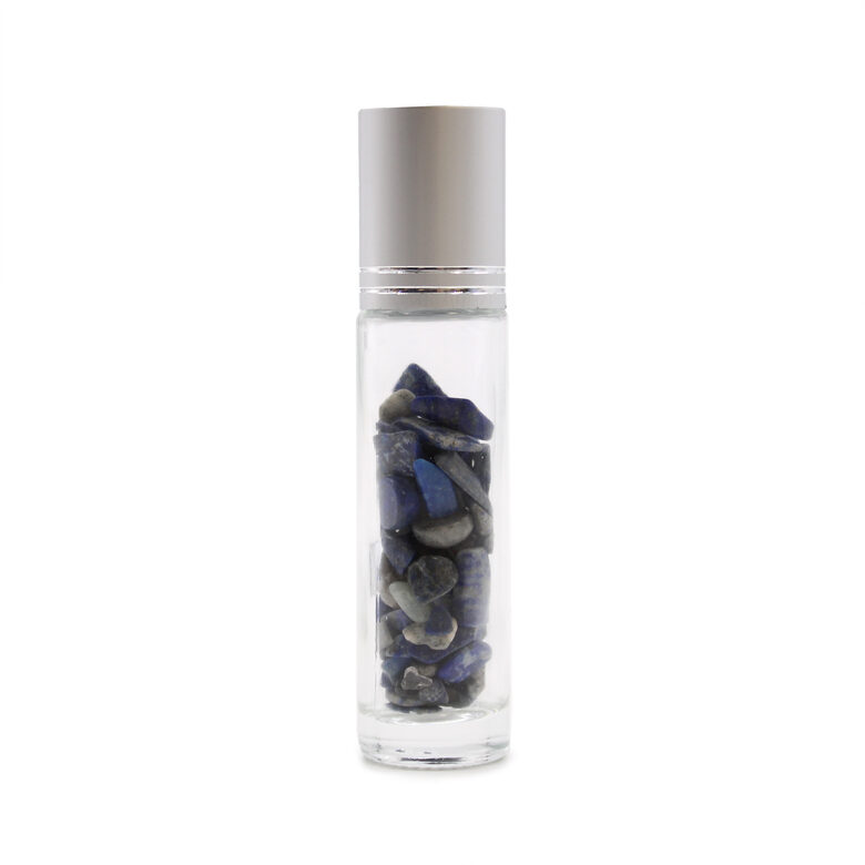 Glass Bottle with Sodalite Roller Ball, Sodalite and Silver Lid 10 ml
