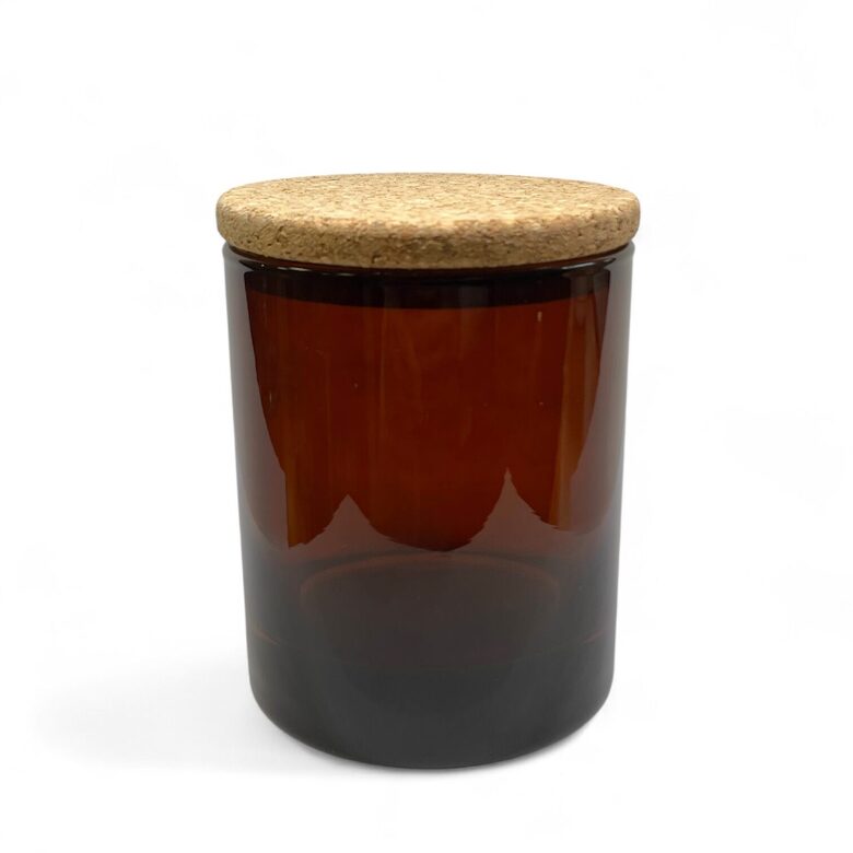 Stikla trauks svecēm Dark amber ar korķa vāku-  300 ml