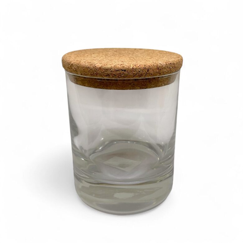 Clear glass candle jar with cork lid, 300 ml