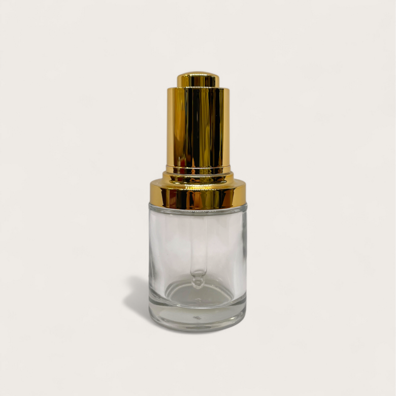 Stikla pudelīte ar zelta pipeti 30 ml