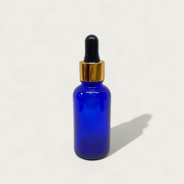 Stikla zila pudelīte ar pipeti 30 ml