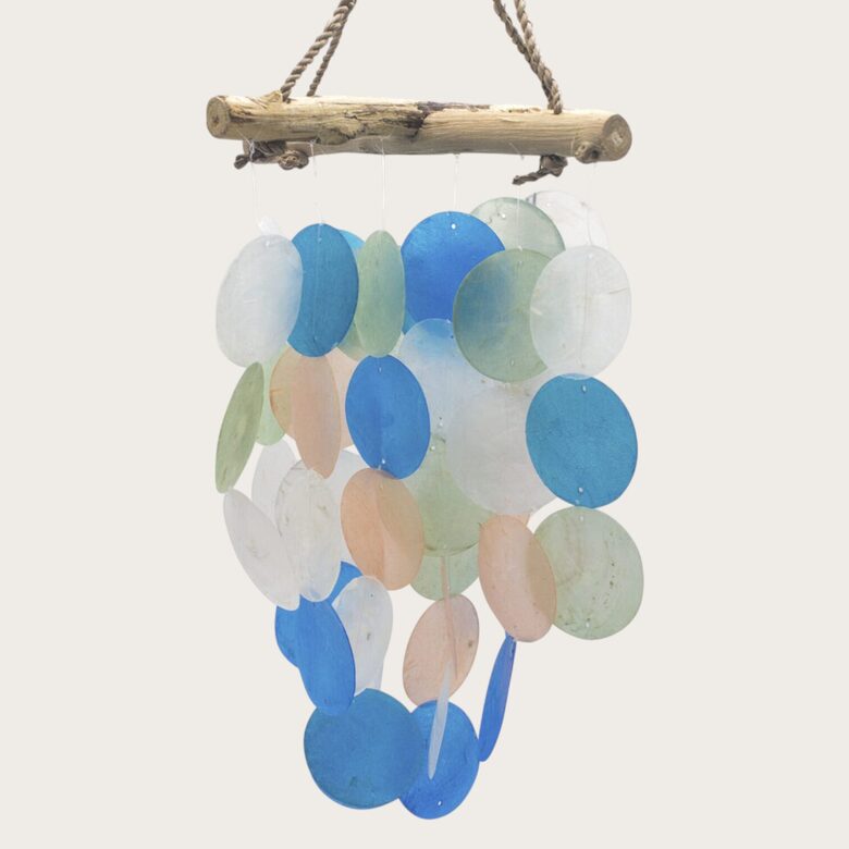Light Blue, Pearl White & Pastel Pink Capiz Shell Wind Chime