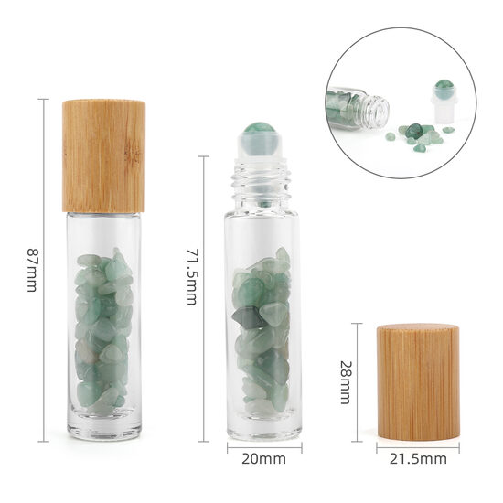 Glass Bottle with Aventurine Roller Ball, Aventurine and Bamboo Lid 10 ml