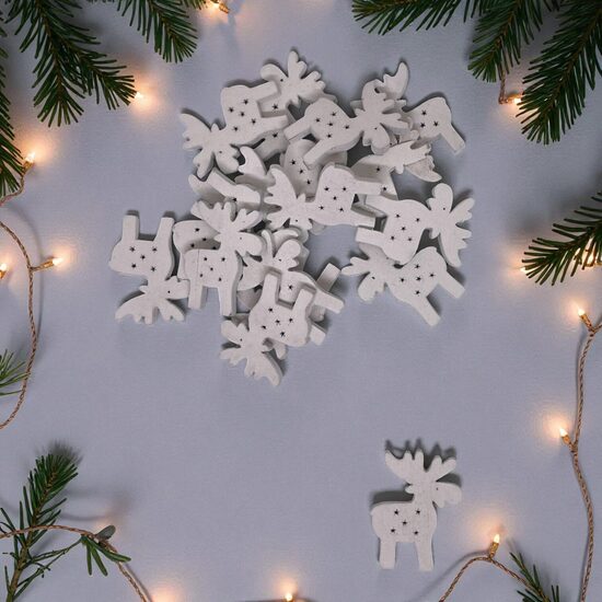 Mini dekors Briedis balts 1 gab