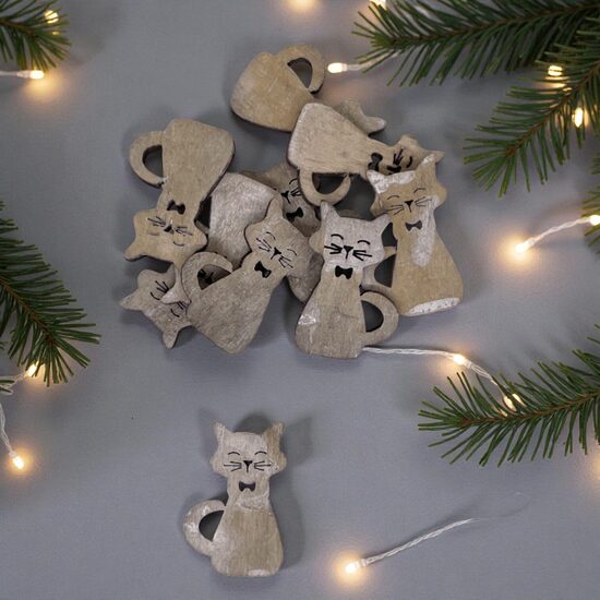 Mini dekors Kaķis pelēcīgs 1 gab