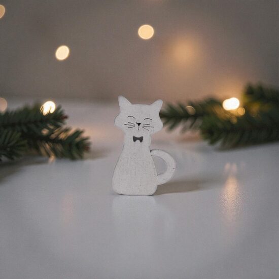 Mini dekors Kaķis balts 1 gab