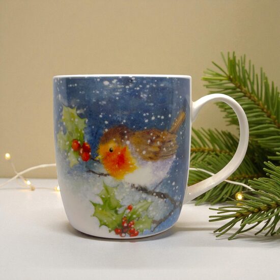 Krūze Jan Pashley Christmas Robin Porcelain Mug & Coaster Set