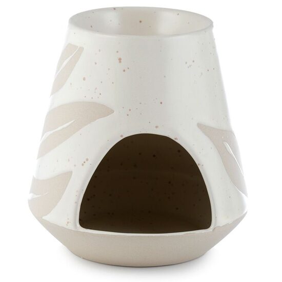 Stone Ceramic Oil Burner Cream with Floral Pattern