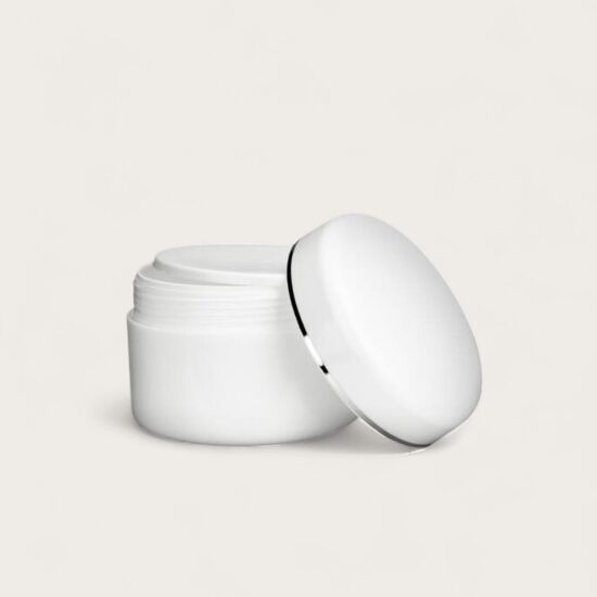 Plastmasas trauciņš balts ar sudraba strīpiņu 100 ml