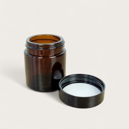Glass Jar Brown with Black Lid 30ml