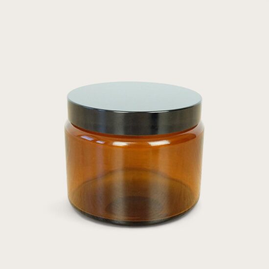 Glass Jar Brown with Black Lid 500ml