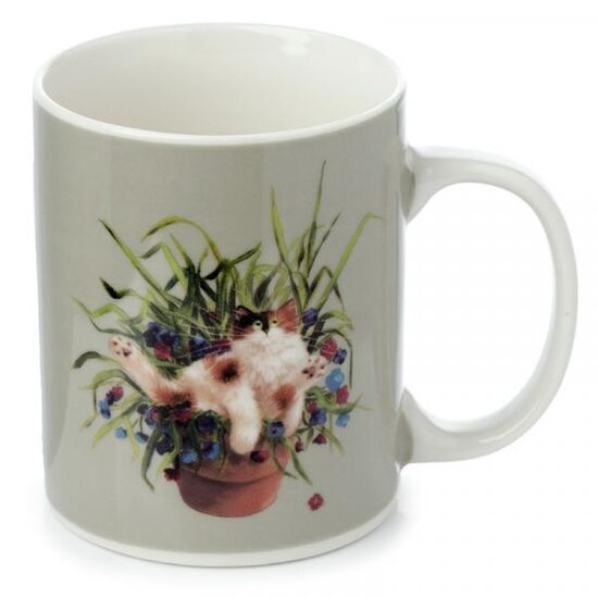 	Krūze Kim Haskins Cat in a Plant Pot Green Porcelain Mug