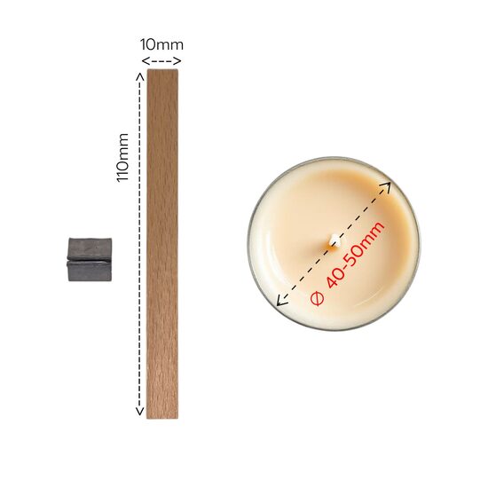 Wooden wick with metal sustainer 11 cm (Small) 1 pc