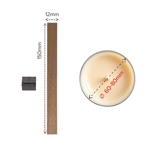 Wooden wick with metal sustainer 15 cm (for diameter 60-80 mm) 1 pc
