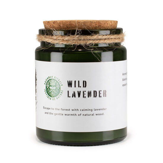 Sojas vaska svece ar koka dakti Wild lavender