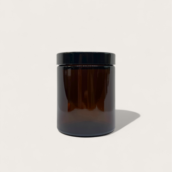 Glass Jar Brown with Black Lid 180ml