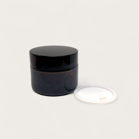 Glass Jar Brown with Black Lid and White Liner 30ml