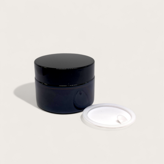 Glass Jar Brown with Black Lid and White Liner 30ml