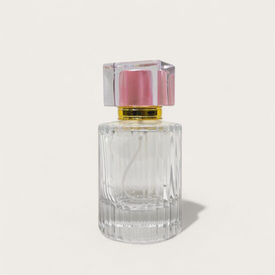 Glass Bottle with Gold Spray and Pink Lid 50ml