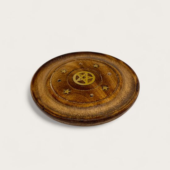 Vīraka turētājs apaļš ar misiņu no mango koka Zvaigzne