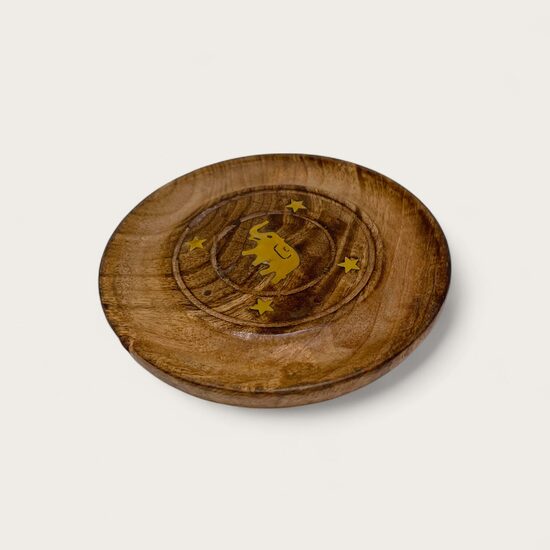 Vīraka turētājs apaļš ar misiņu no mango koka Zilonītis