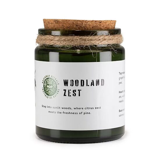 Sojas vaska svece ar koka dakti Woodland Zest  160 g